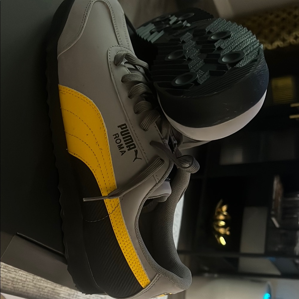 Puma Roma Sneakers in Gray and Yellow